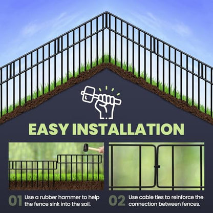 42.5FT No Dig Fence Panels - 30 Pack Garden Fence Animal Barrier Rustproof Metal Dog Fence Panels for Yard, Anti Digging Barrier Garden Edging Border Fencing for Outdoor, Yard, Rabbit - size: 30 Pack,41.8Ft