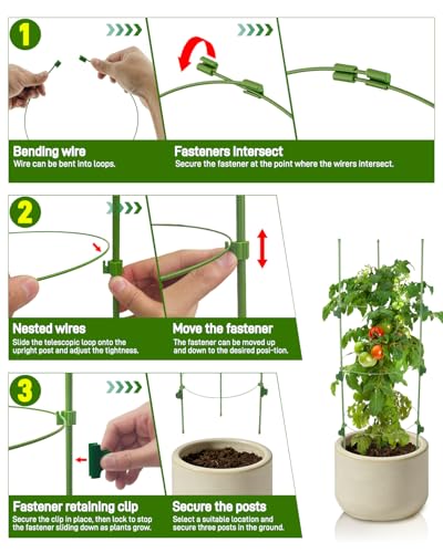 4 Pack 36 Inch Tomato Cages for Pots and Containers - size: 4 Pack