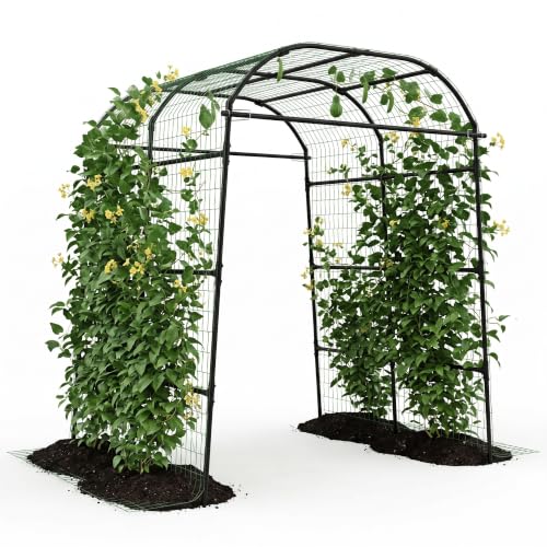 Garvee Metal Garden Arch Trellis, 7.2Ft Black for Raised Beds - size: 7.2x6x5.5FT