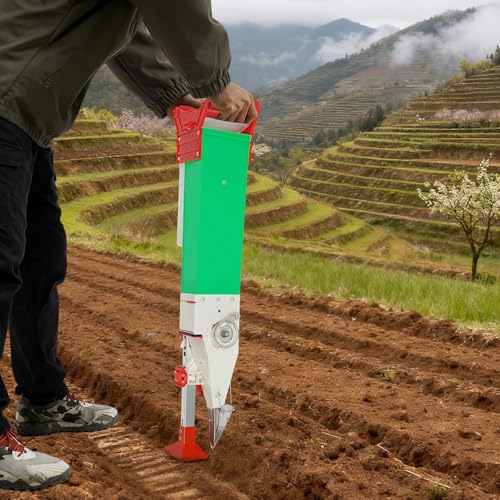 Manual Seeder, Adjustable Handheld Seeding Machine with Seed Trays in Various Sizes & Adjustable Depth and Height for Garden Home Vegetable Fertilizer Spreader