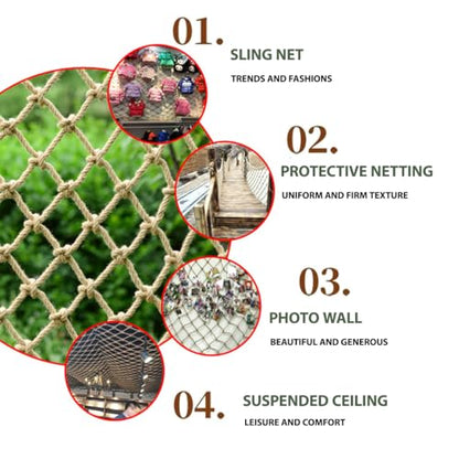 Natural Jute Hemp Rope Net,8mm Thick Safety Anti-Fall for Children Pet,Balcony Stairs Garden Playground Protection Net,Indoor & Outdoor Decor (Size:1M*10M(3.3FT*32.8FT)) - size: 1M*10M(3.3FT*32.8FT)