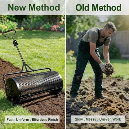 TEMFAR Compost Spreader 36 Inch Push/Tow Peat Moss Spreader - size: 36 Inch