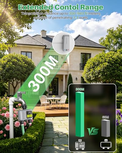 WiFi Water Timer 2 Outlet for Garden Hose, Smart Sprinkler Controller with 984ft RF Range, Smart Lawn Watering System Irrigation Timer, APP/Voice Control, Rain Delay, Manual Irrigation - size: 2 Outlet