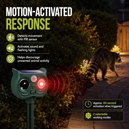 Solar Deer Repellent Outdoor, Motion Activated Animal Repeller, 2 Pack