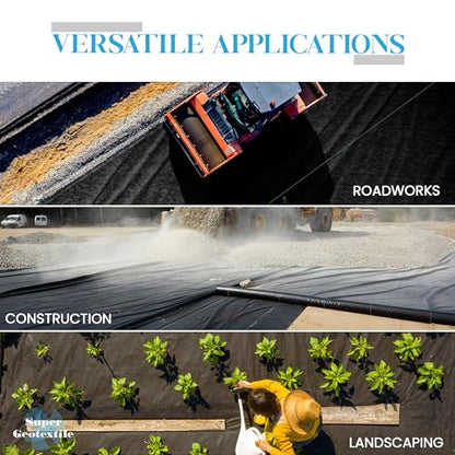 Super Geotextile Woven Geotextile Fabric for Driveway and Road Stabilization, Construction Underlayment, Erosion Control, Commercial Grade 50 Year for Gravel Roads and Pavers (6x100) - size: 6' x 100'