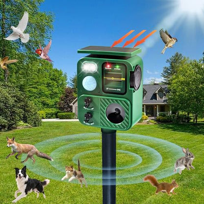 Outdoor Ultrasonic Animal Repeller, Deer Repeller with Solar-Powered, Motion-Activated Deterrent – Repellent for Cats, Dogs, Deer, Squirrels & Raccoons for Garden and Yard