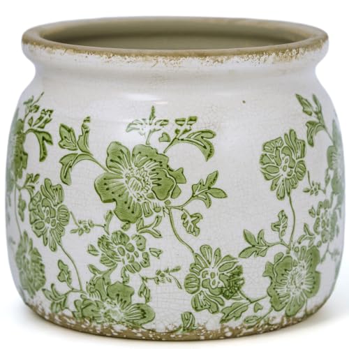 Dosayes Flower Pot,Vintage Ceramic Pot for Plant with Drainage Holes - color: Pastoral Green