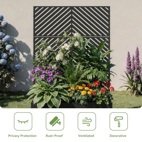 Metal Raised Garden Bed with Trellis and Wheels, 71"x47"x16" (Black-Arrow) - color: Black-arrow, size: 71"x47"x16"