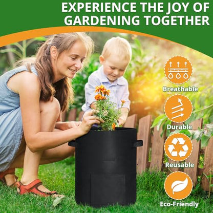 GOTGELIF 6 Pack 8 Gallon Grow Bags Fabric Planting Pots