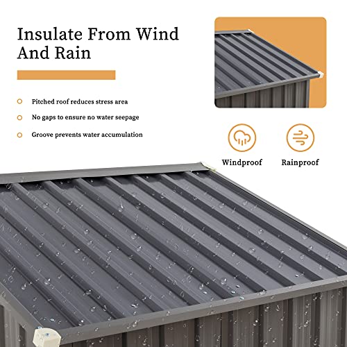 Vongrasig 5 x 3 x 6 FT Outdoor Storage Shed, Metal Tool Shed Clearance Garden Steel Shed with Side Window and Lockable Door Waterproof Tool Shed for Backyard Patio, Lawn (Gray)