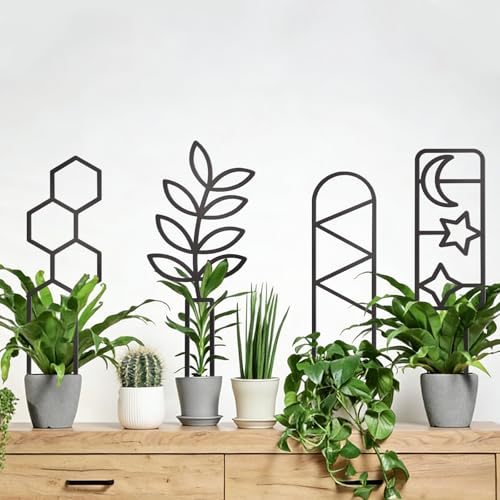 4 Pcs Plant Trellis Indoor Black Small Trellis for Potted Plants - style: Unique