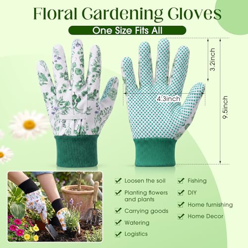 Cutecrop 9.5" Gardening Glove for Women, Floral PVC Grip - style: Pastel
