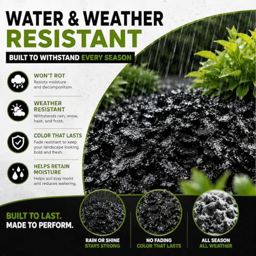 Premium Black Rubber Mulch 4 QT – Long Lasting Decorative Landscaping Ground Cover, Recycled Rubber Chips for Gardens, Flower Beds, Plants & Pathways, Fade Resistant Outdoor Mulch