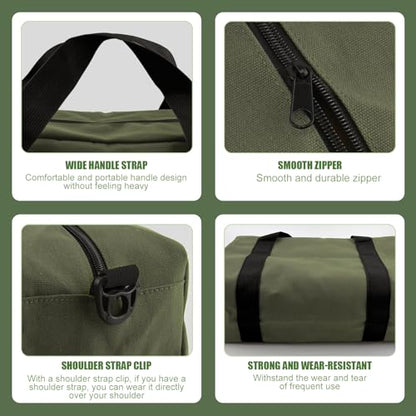Small Tool Bag, Close Top Wide Mouth Tool Organizer Bag, Large Tool Bags - color: Army Green, size: 20 Inch