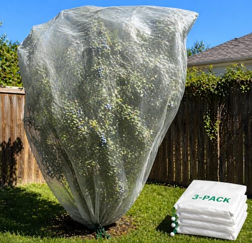 3 Pack 8x8 ft Large Fruit Tree Netting Covers with Zipper & Drawstring - size: 8x8 ft