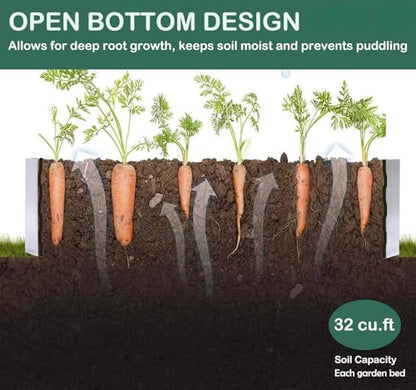2-Pack Galvanized Raised Garden Bed 8x4x1ft - size: 8x4x1ft (2 pcs)