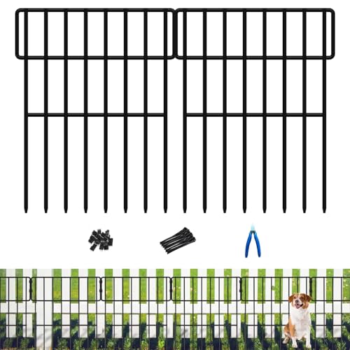 ULIOK Animal Barrier Fence, 25 Panels No Dig Fence, 27ft(L) x 17in(H) Dog Fencing Rabbit Fences, 1.52in Spike Spacing Rustproof Metal Fences Border for Outdoor Yard with Cable Ties and Cutting Plier - size: 25 Panels-27ft(L)x17in(H)