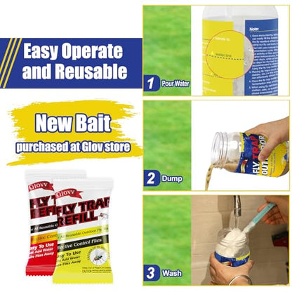 4 Fly Traps Outdoor for Patio with 4 Bait, Reusable Bug Catcher Bottle Jar - color: blue