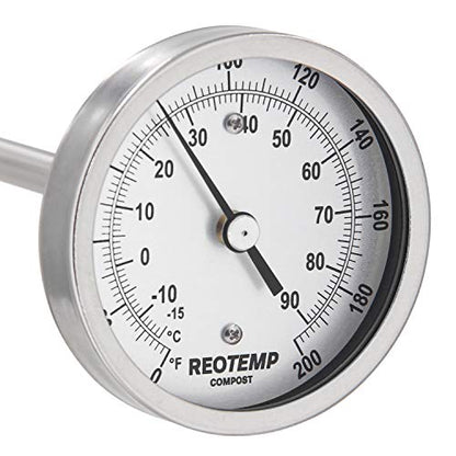 REOTEMP Heavy Duty Compost Thermometer - Fahrenheit and Celsius (36 Inch Stem), Made in The USA - size: 36 Inch Stem