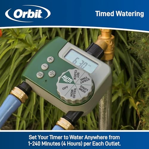 Orbit Programmable Digital Hose Watering Timer - 1 Outlet - Battery Powered - with LCD Screen - Built-in Rain Delay - Water-Resistant - 62061 (2-Pack 2 Outlet) - size: 2 Outlet (Pack of 2)