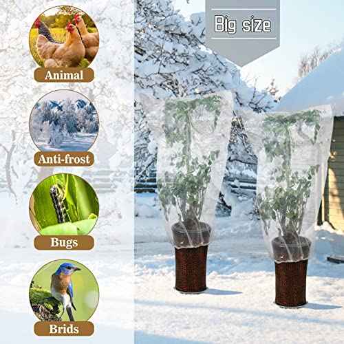 6Pcs 35"x59" Winter Plant Cover Freeze Protection, Plastic Plant Frost Bags - size: 59"H, 35" Opening