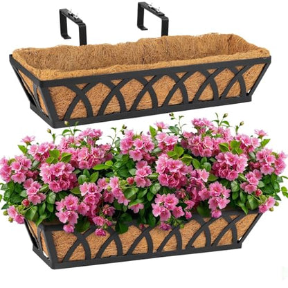 2 Pack 36IN Window Box Planter Basket w/Adjustable Brackets (S1) - color: Set 2