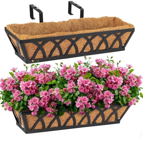 2 Pack 36IN Window Box Planter Basket w/Adjustable Brackets (S1) - color: Set 2