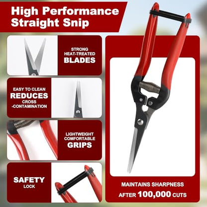 LEEPENK 2 Piece Garden Shears Set: Heavy Duty Pruning Shears with Japanese SK5 Steel Blade & Long Straight Garden Snip,Complete Pruning Shears for Gardening, Tree Trimming, Flower & Herb Cutting