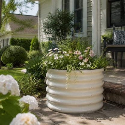 SnugNiture 2×2×1.5 FT Round Raised Garden Bed Outdoor, White - color: White, size: 2×2×1.5ft(1 Pack)