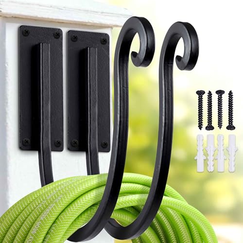 Garden Hose Holder Outside: 2 Pack Wall Mount Water Hose Holder - Heavy Duty Garden Water Hose Hanger for Outside Hose Storage - color: A-2PCs-8“