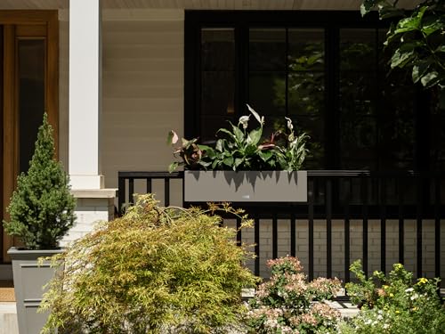 Veradek Block Series Railing Planter - Outdoor Window Box with Bracket - color: Gray
