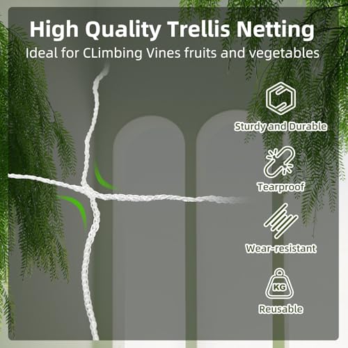 Trellis Netting, PDGROW Garden Plant Trellis Netting, 6 x 15 ft Heavy Duty Garden Trellis Netting, Outdoor Grow Net for Vines, Fruits, Vegetables, Grapes, Beans,Peas, 1 Pack - size: 6x15ft - 1 Pack
