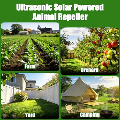 2026 Upgraded Ultrasonic Solar Animal Repellent Outdoor-4 Pack