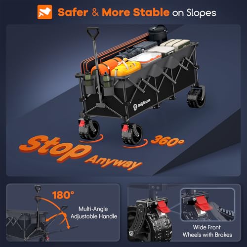 Originsure 300L Beach Wagon Cart Foldable with Big Wheels,560lbs,Grey&Black - color: Grey&black