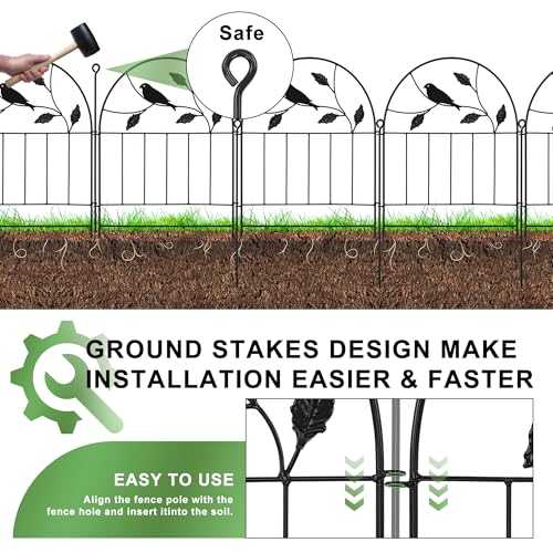 Decorative Garden Fence 10 Pack, 17in H x 10.5ft L Animal Barrier Fence