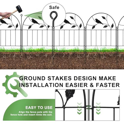 Decorative Garden Fence 10 Pack, 17in H x 10.5ft L Animal Barrier Fence