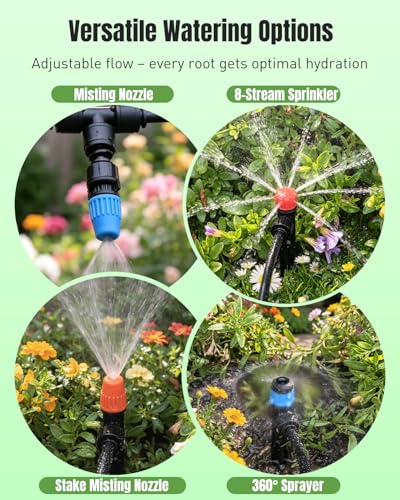Pawfly 230 ft Quick Connect Drip Irrigation Kit, Drip Irrigation System for Garden Watering System with 1/2" (33 ft) & 1/4" (197 ft) Tubing and Accessories Garden Irrigation System for Greenhouse Lawn - size: 230 FT Drip Irrigation Kit