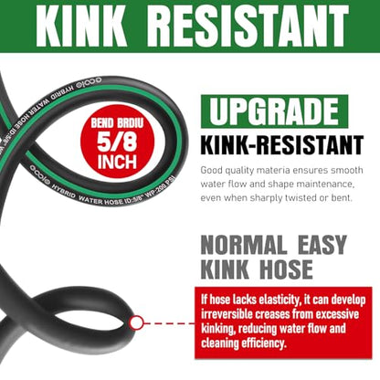 Heavy Duty Garden Hose 20ft, NON-EXPANDABLE Flexible Water Hose, Kink Resistant Lightweight Hybrid Hose, Leakproof Hose Male to Female Fittings - color: Black+Green, size: 20ft