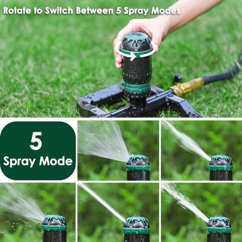 FANHAO Gear Drive Sprinkler with Metal Base, Adjustable Lawn Sprinkler