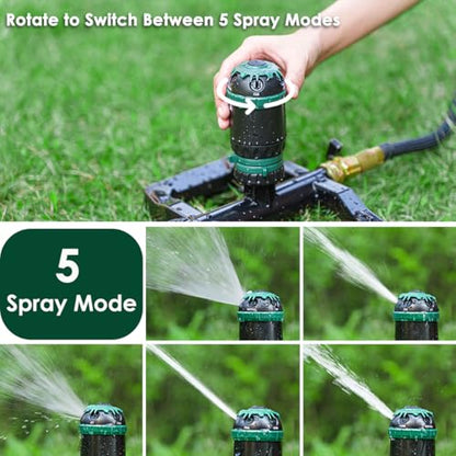 FANHAO Gear Drive Sprinkler with Metal Base, Adjustable Lawn Sprinkler