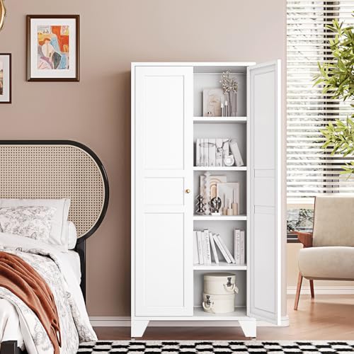 Letaya Metal Pantry Kitchen Storage Cabinet,61" H Adjustable Shelves,White - color: White, size: 14"D x 28"W x 61"H