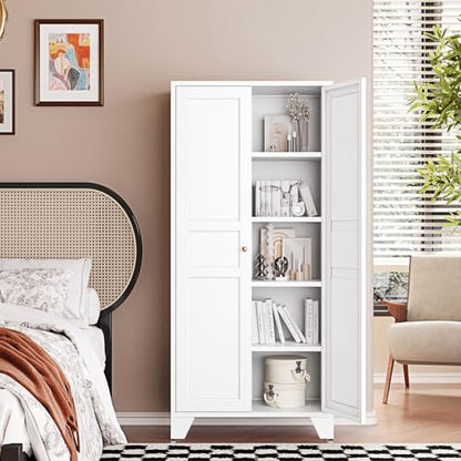 Letaya Metal Pantry Kitchen Storage Cabinet,61" H Adjustable Shelves,White - color: White, size: 14"D x 28"W x 61"H