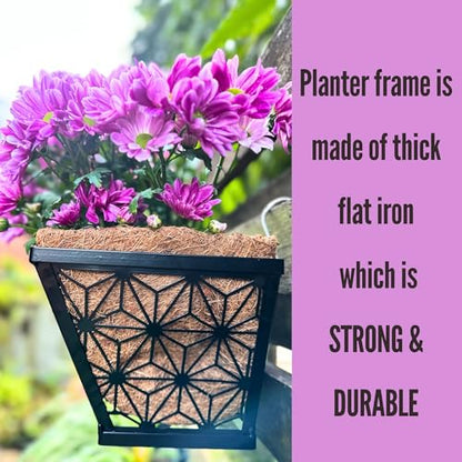 LaLaGreen Black Wall Planter (12 in, 4 Pack) Window Flower Box Holder - size: 12" (30cm) x 4 pack