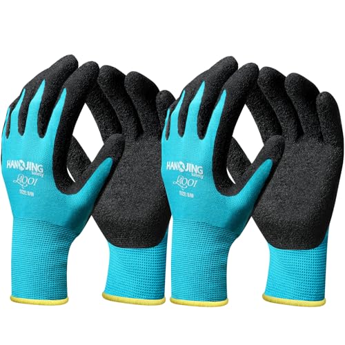 Breathable Nitrile Gardening Gloves 2 Pairs for Women, Anti-Slip Stretchy for Weeding Planting Chores DIY, Blue S/M/L - size: Large (Pack of 2)