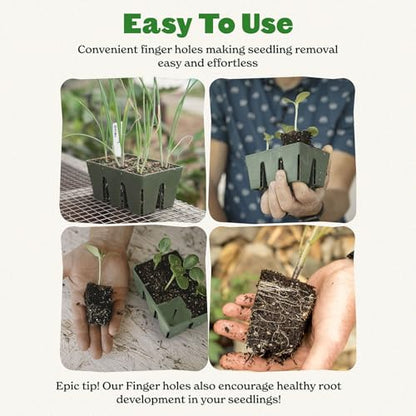 Epic Gardening 6-Cell Seed Starter Tray - 6 Trays - Sage Green - color: Sage Green