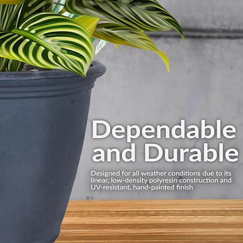 Sunnydaze Anjelica 24'' Large Plastic Planter Pot for Plants, Slate - color: Slate, size: 24 in