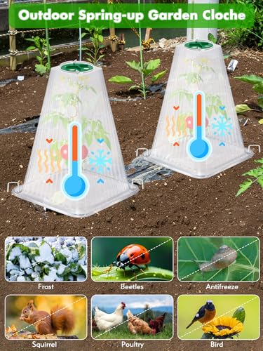 20 Pack Garden Cloches for Plants with 40 Ground Stakes and Rotary Vent - color: White