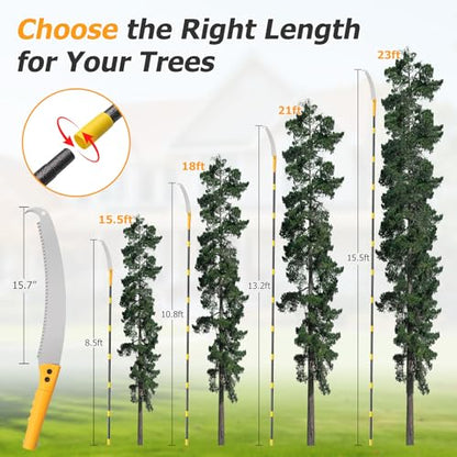 Pole Saw For Tree Trimming,2-In-1 Manual Pole Pruning Saw, 15.2FT High Reach Handheld Push-Pull Tree Trimmer With 15.7" Triple-Ground Blade Cutter For Branches,Orchard, Palm Trees, Shrubs,Limbs