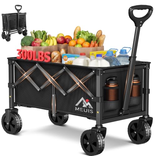 30.3" Long Collapsible Grocery Wagon Cart with Wheels Foldable Wagons - size: Large (30.3" Long)