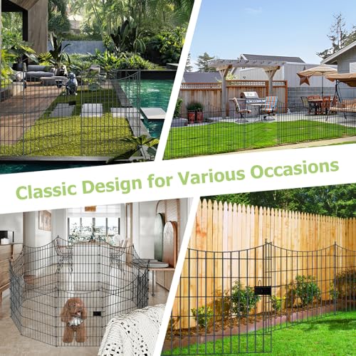10‑Panel No‑Dig Garden Fence with Gate, 40" H x 23.6'L Outdoor Dog Barrier - size: 10pc 23.6 ft(L) X 40 in(H)with Gate-Concave